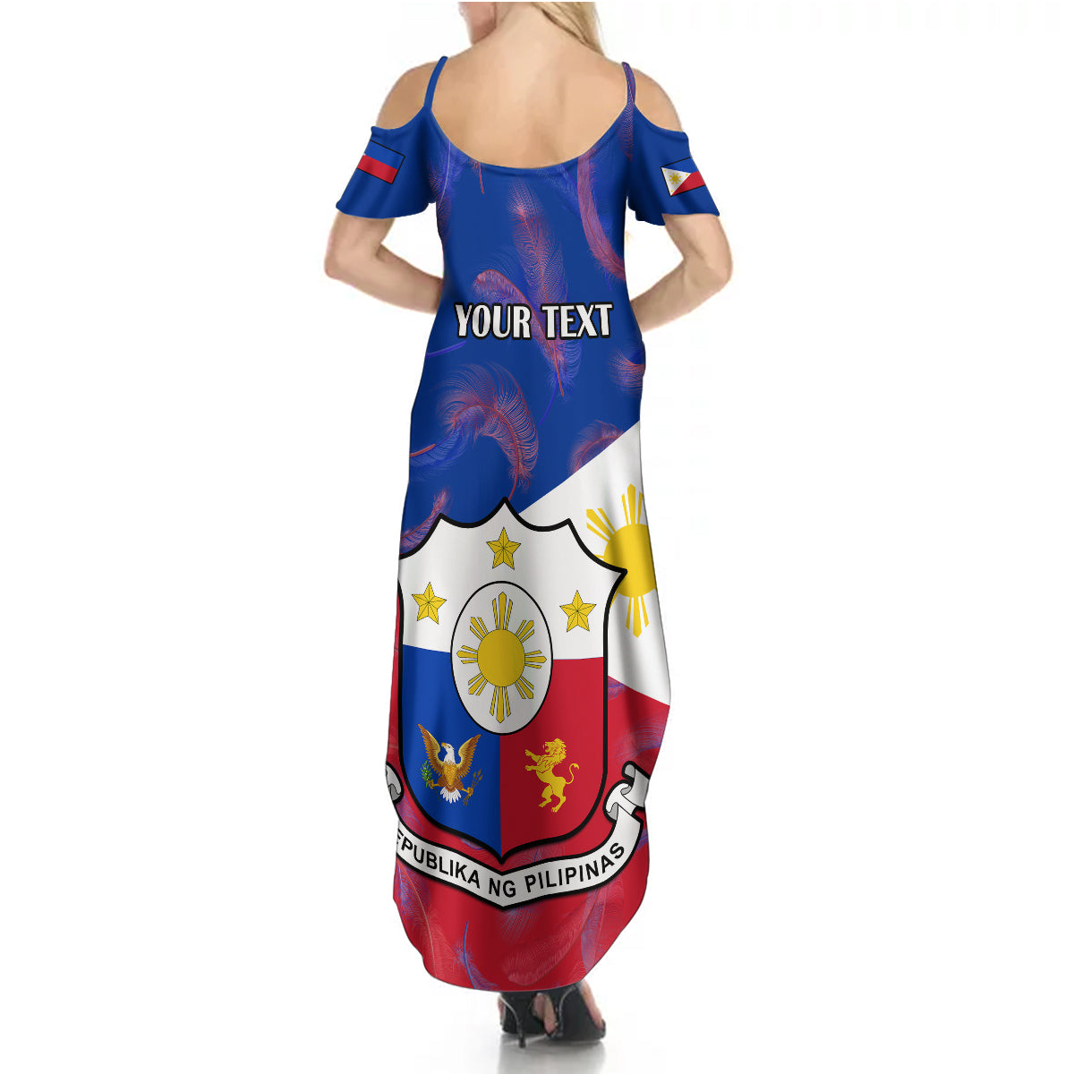 Custom Philippines Football Summer Maxi Dress 2023 World Cup Go Filipinas Feather Flag Version - Wonder Print Shop