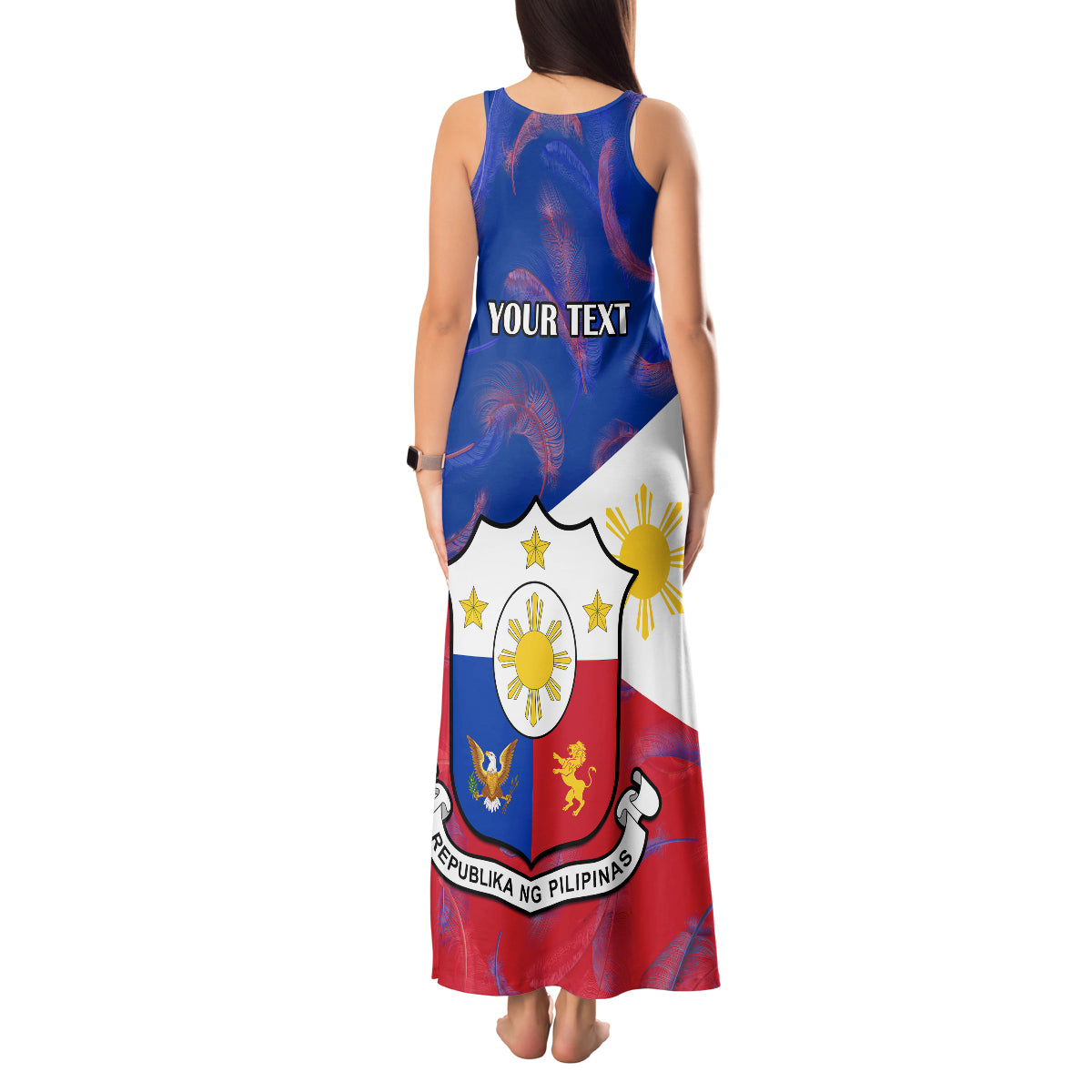Custom Philippines Football Tank Maxi Dress 2023 World Cup Go Filipinas Feather Flag Version - Wonder Print Shop