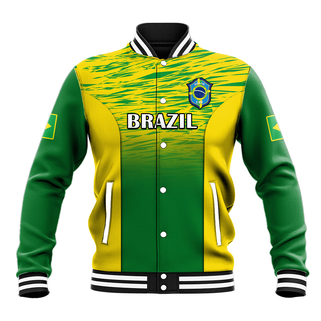 Brazil Football Baseball Jacket 2023 World Cup Go Selecao Gradient Style - Wonder Print Shop