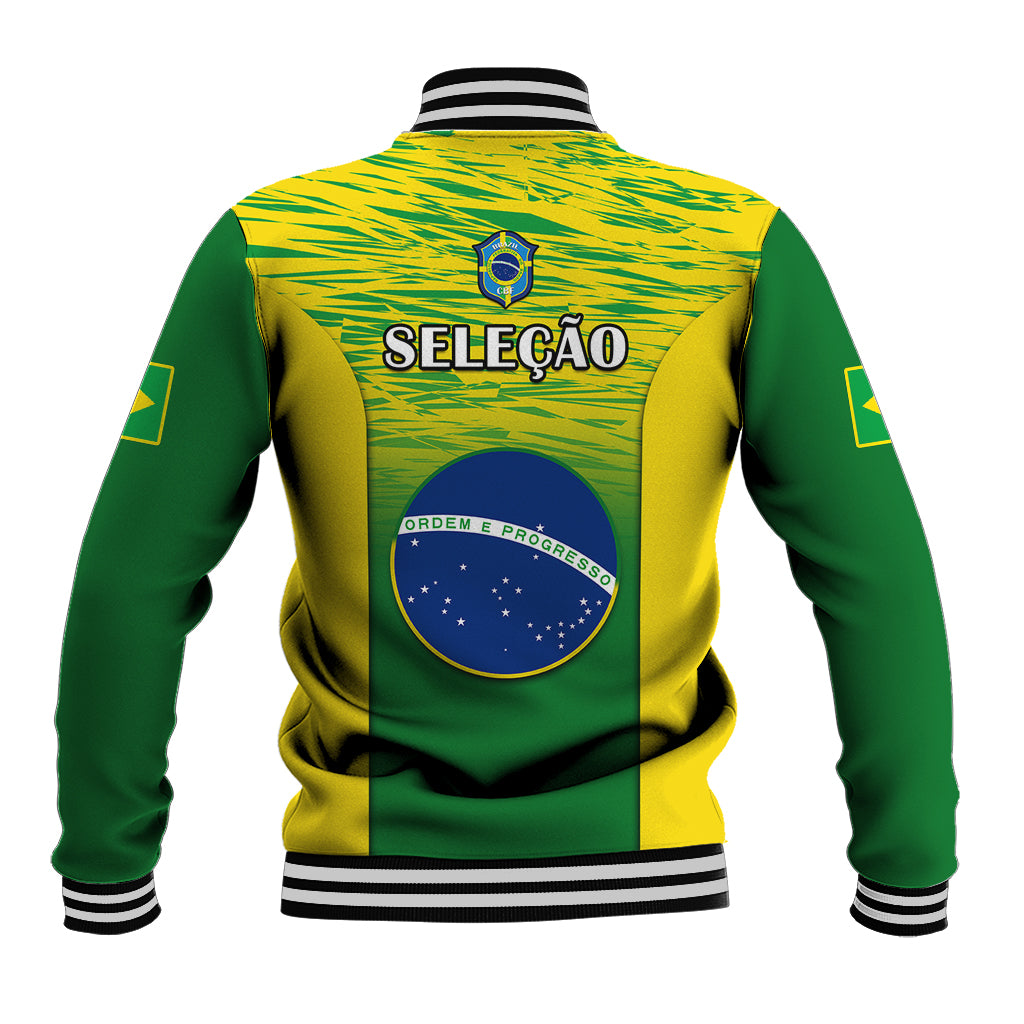 Brazil Football Baseball Jacket 2023 World Cup Go Selecao Gradient Style - Wonder Print Shop
