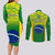 Brazil Football Couples Matching Long Sleeve Bodycon Dress and Long Sleeve Button Shirts 2023 World Cup Go Selecao Gradient Style - Wonder Print Shop