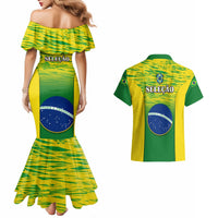 Brazil Football Couples Matching Mermaid Dress And Hawaiian Shirt 2023 World Cup Go Selecao Gradient Style - Wonder Print Shop
