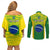 Brazil Football Couples Matching Off Shoulder Short Dress and Long Sleeve Button Shirts 2023 World Cup Go Selecao Gradient Style - Wonder Print Shop