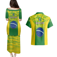 Brazil Selecao gradient dress and Hawaiian shirt set, back graphics in green and yellow