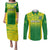 Brazil Football Couples Matching Puletasi Dress and Long Sleeve Button Shirts 2023 World Cup Go Selecao Gradient Style - Wonder Print Shop