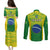 Brazil Football Couples Matching Puletasi Dress and Long Sleeve Button Shirts 2023 World Cup Go Selecao Gradient Style - Wonder Print Shop