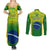 Brazil Football Couples Matching Summer Maxi Dress and Long Sleeve Button Shirts 2023 World Cup Go Selecao Gradient Style - Wonder Print Shop