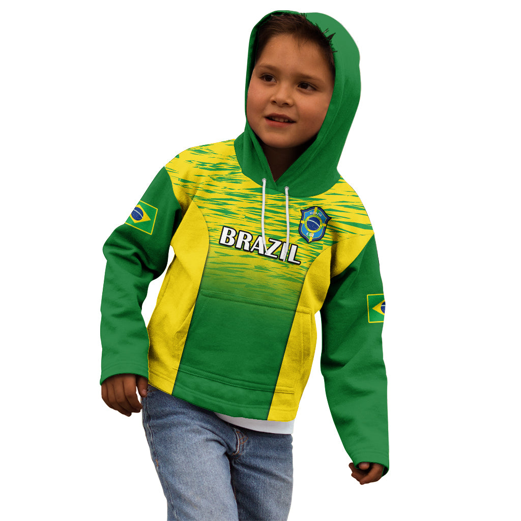 Brazil Football Kid Hoodie 2023 World Cup Go Selecao Gradient Style - Wonder Print Shop