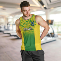 Men's Brazil gradient football tank top with Brazil wordmark and crest, yellow-green