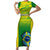 Brazil Football Short Sleeve Bodycon Dress 2023 World Cup Go Selecao Gradient Style - Wonder Print Shop