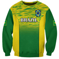 Green and yellow Brazil football sweatshirt with crest and BRAZIL lettering