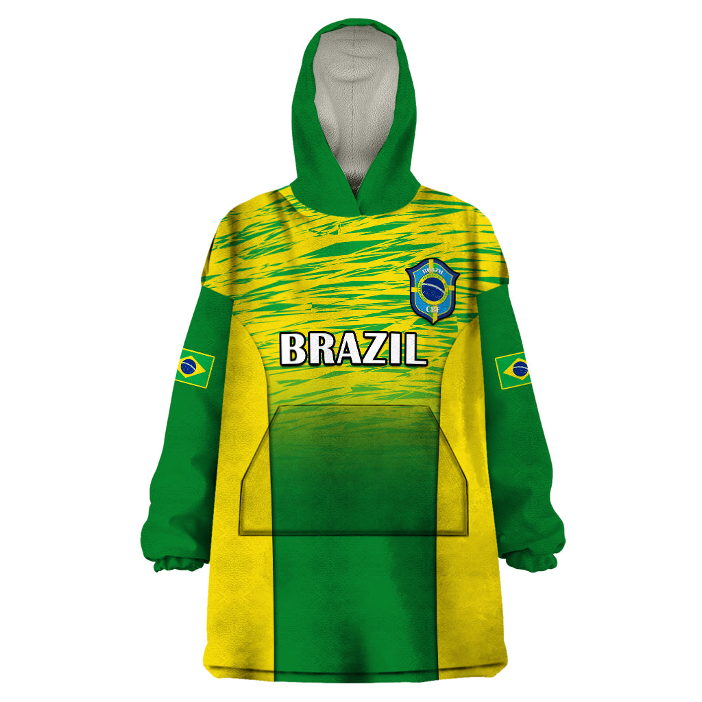 Brazil Football Wearable Blanket Hoodie 2023 World Cup Go Selecao Gradient Style - Wonder Print Shop