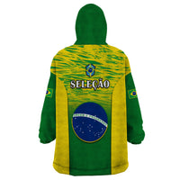 Brazil Football Wearable Blanket Hoodie 2023 World Cup Go Selecao Gradient Style - Wonder Print Shop