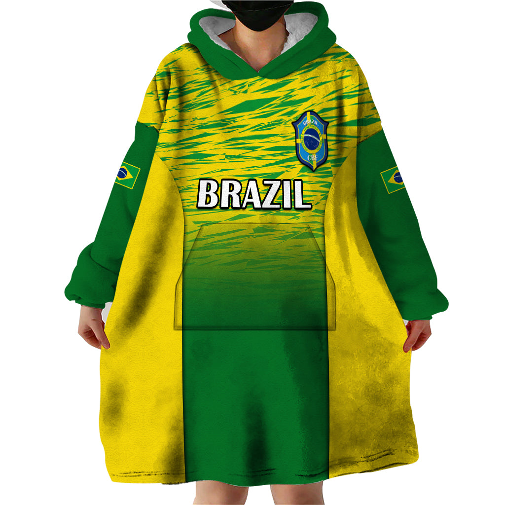 Brazil Football Wearable Blanket Hoodie 2023 World Cup Go Selecao Gradient Style - Wonder Print Shop