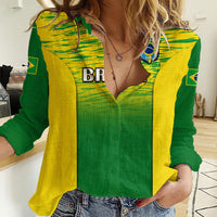 Brazil Football Women Casual Shirt 2023 World Cup Go Selecao Gradient Style - Wonder Print Shop