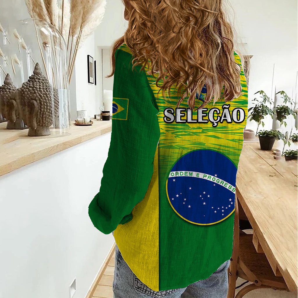 Brazil Football Women Casual Shirt 2023 World Cup Go Selecao Gradient Style - Wonder Print Shop