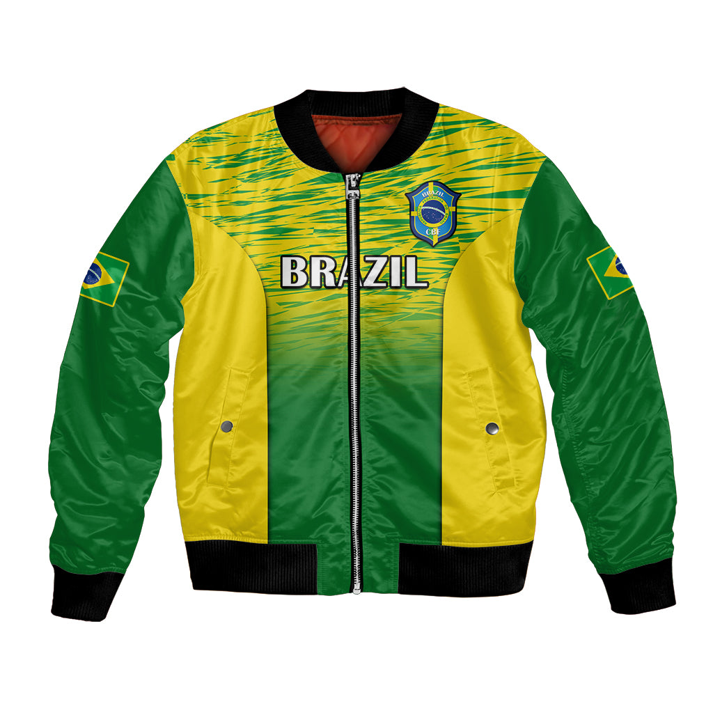 Custom Brazil Football Bomber Jacket 2023 World Cup Go Selecao Gradient Style - Wonder Print Shop
