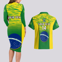 Brazil gradient bodycon long-sleeve dress and matching Hawaiian shirt with back print