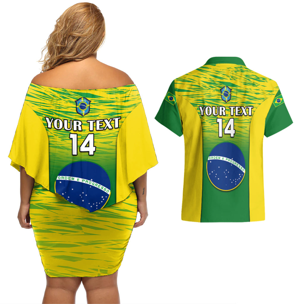 Brazil gradient off-shoulder back dress with matching shirt back print, YOUR TEXT 14