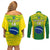 Custom Brazil Football Couples Matching Off Shoulder Short Dress and Long Sleeve Button Shirts 2023 World Cup Go Selecao Gradient Style - Wonder Print Shop