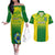 Custom Brazil Football Couples Matching Off The Shoulder Long Sleeve Dress and Hawaiian Shirt 2023 World Cup Go Selecao Gradient Style - Wonder Print Shop