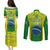 Custom Brazil Football Couples Matching Puletasi Dress and Long Sleeve Button Shirts 2023 World Cup Go Selecao Gradient Style - Wonder Print Shop