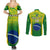 Custom Brazil Football Couples Matching Summer Maxi Dress and Long Sleeve Button Shirts 2023 World Cup Go Selecao Gradient Style - Wonder Print Shop