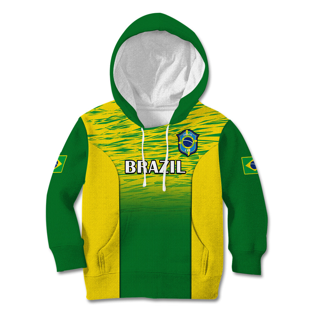Custom Brazil Football Kid Hoodie 2023 World Cup Go Selecao Gradient Style - Wonder Print Shop