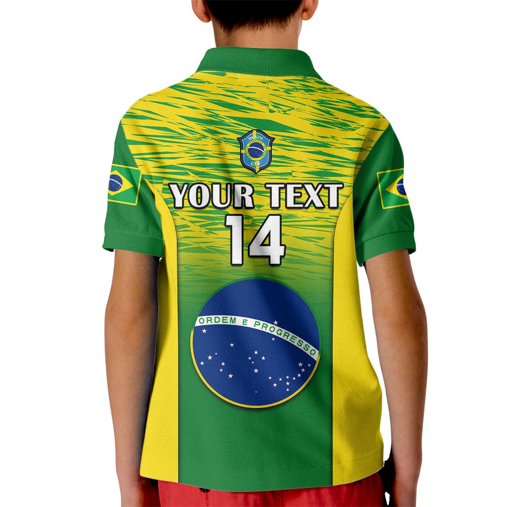 Custom Brazil Football Kid Polo Shirt 2023 World Cup Go Selecao Gradient Style - Wonder Print Shop