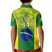 Custom Brazil Football Kid Polo Shirt 2023 World Cup Go Selecao Gradient Style - Wonder Print Shop