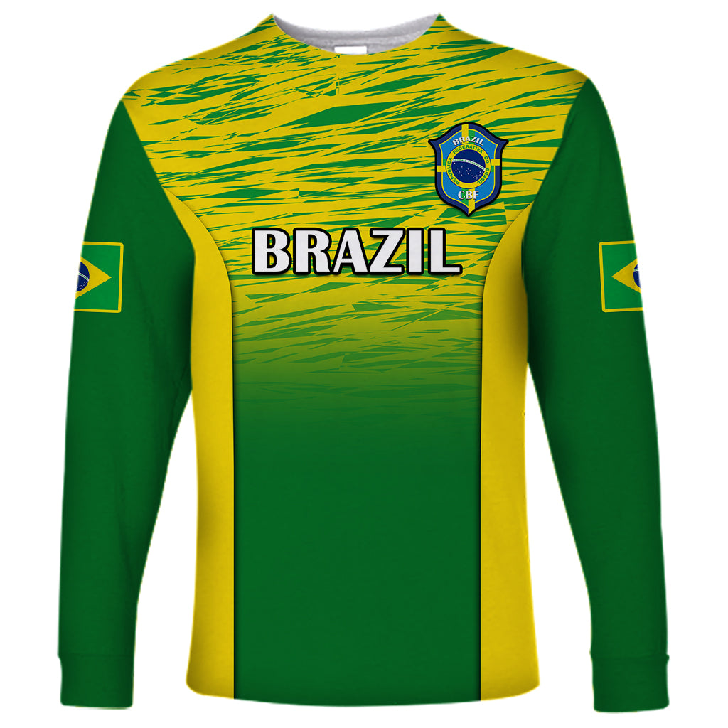 Custom Brazil Football Long Sleeve Shirt 2023 World Cup Go Selecao Gradient Style - Wonder Print Shop