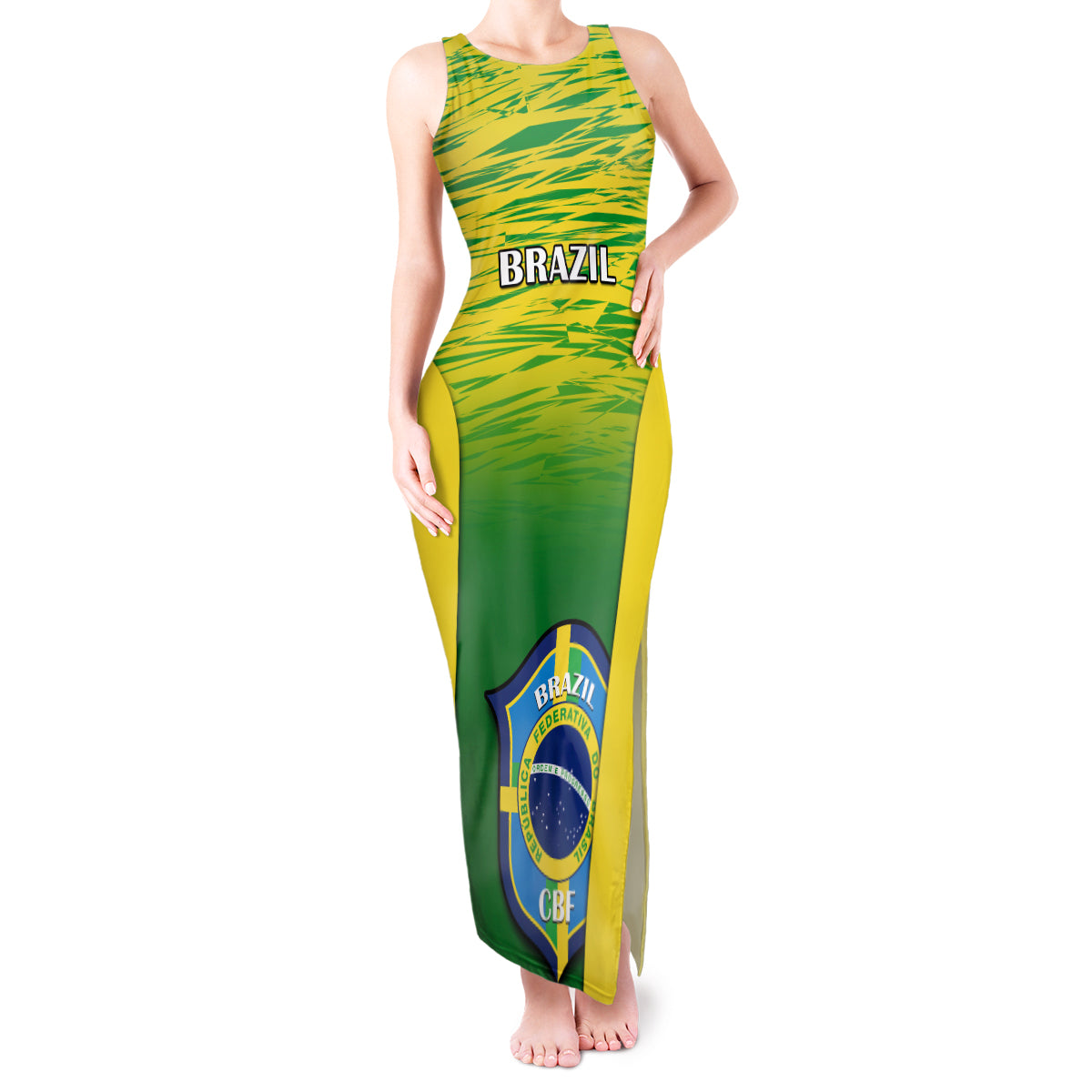 Custom Brazil Football Tank Maxi Dress 2023 World Cup Go Selecao Gradient Style - Wonder Print Shop
