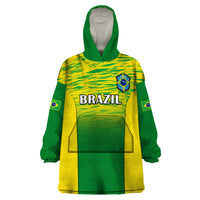 Custom Brazil Football Wearable Blanket Hoodie 2023 World Cup Go Selecao Gradient Style - Wonder Print Shop