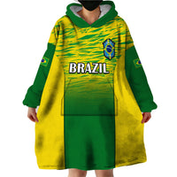 Custom Brazil Football Wearable Blanket Hoodie 2023 World Cup Go Selecao Gradient Style - Wonder Print Shop