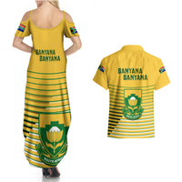 South Africa Soccer Couples Matching Summer Maxi Dress and Hawaiian Shirt 2023 World Cup Go Banyana Banyana Yellow - Wonder Print Shop
