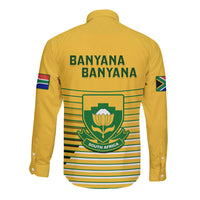South Africa Soccer Long Sleeve Button Shirt 2023 World Cup Go Banyana Banyana Yellow - Wonder Print Shop