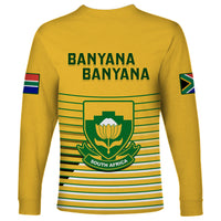 South Africa Soccer Long Sleeve Shirt 2023 World Cup Go Banyana Banyana Yellow - Wonder Print Shop