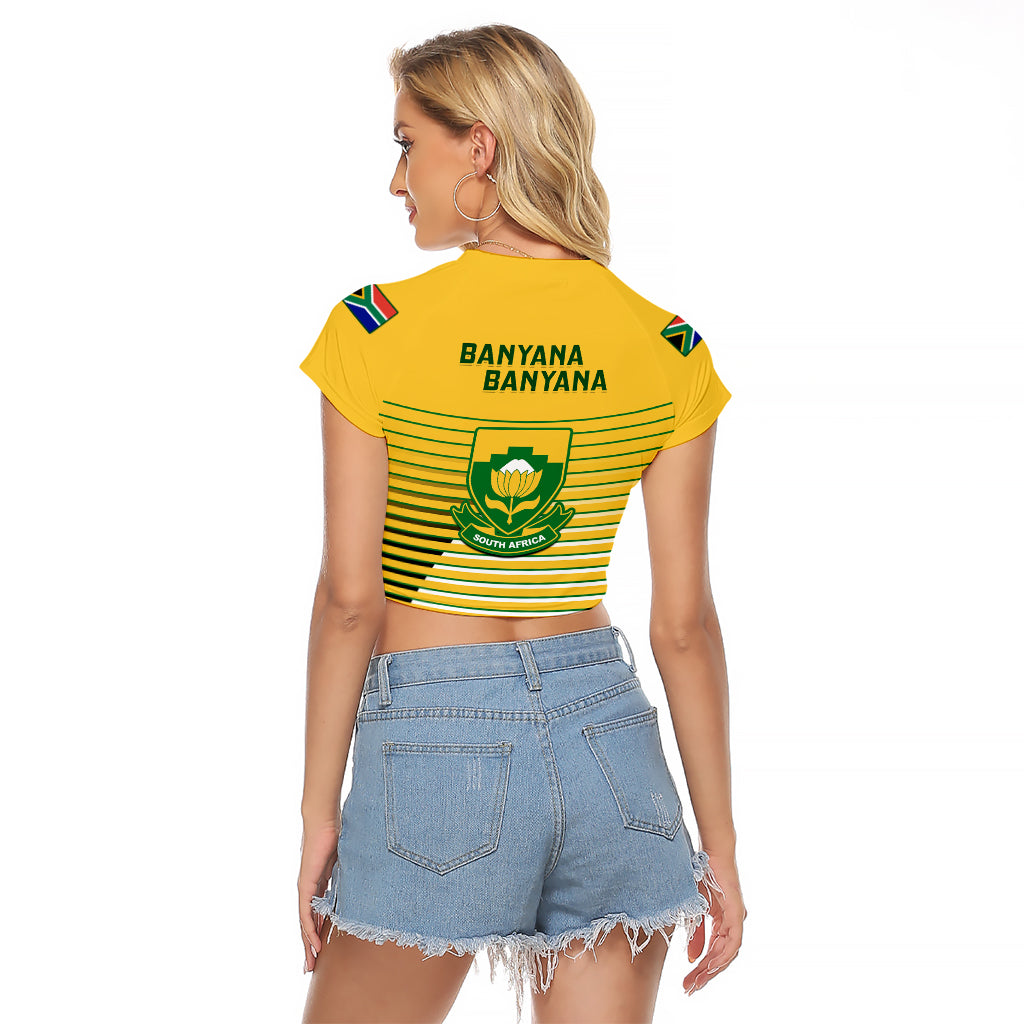 South Africa Soccer Raglan Cropped T Shirt 2023 World Cup Go Banyana Banyana Yellow - Wonder Print Shop