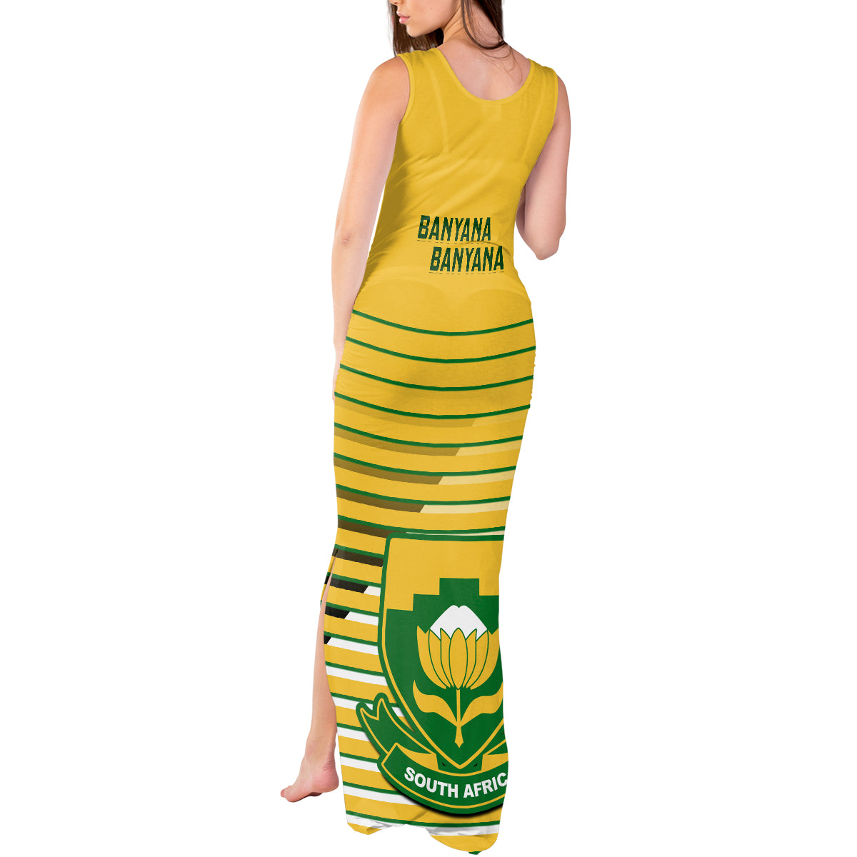 South Africa Soccer Tank Maxi Dress 2023 World Cup Go Banyana Banyana Yellow - Wonder Print Shop