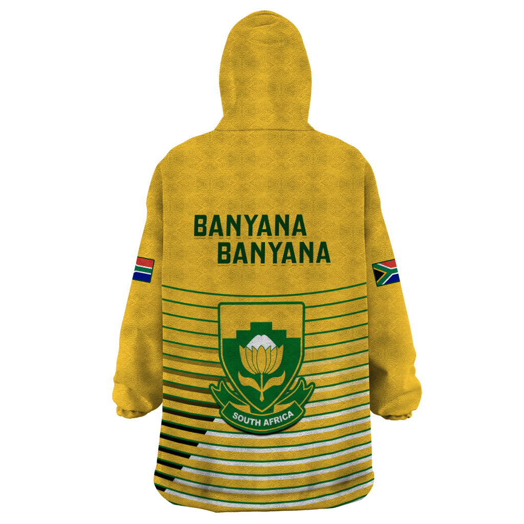 South Africa Soccer Wearable Blanket Hoodie 2023 World Cup Go Banyana Banyana Yellow - Wonder Print Shop