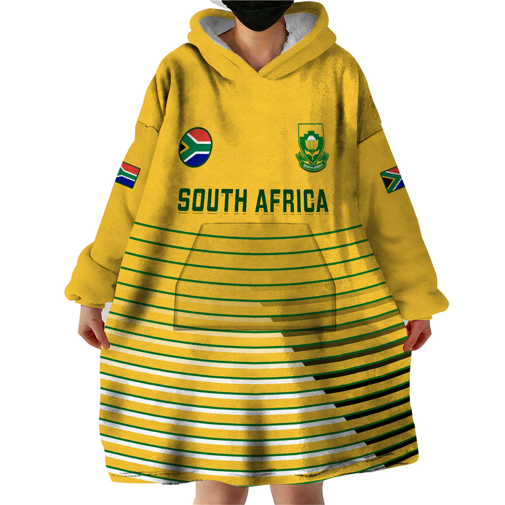 South Africa Soccer Wearable Blanket Hoodie 2023 World Cup Go Banyana Banyana Yellow - Wonder Print Shop