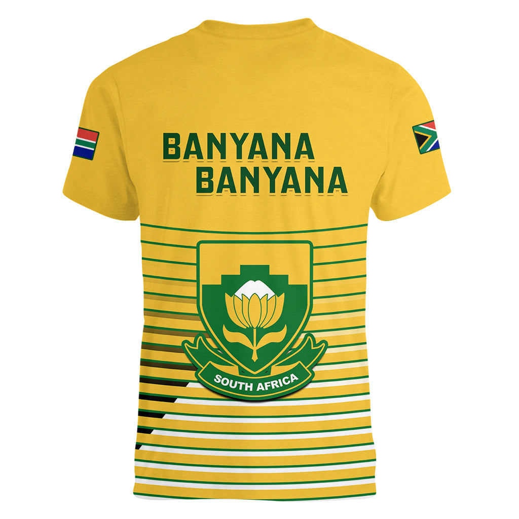 South Africa Soccer Women V Neck T Shirt 2023 World Cup Go Banyana Banyana Yellow - Wonder Print Shop