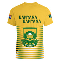 South Africa Soccer Women V Neck T Shirt 2023 World Cup Go Banyana Banyana Yellow - Wonder Print Shop