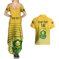 Custom South Africa Soccer Couples Matching Summer Maxi Dress and Hawaiian Shirt 2023 World Cup Go Banyana Banyana Yellow - Wonder Print Shop
