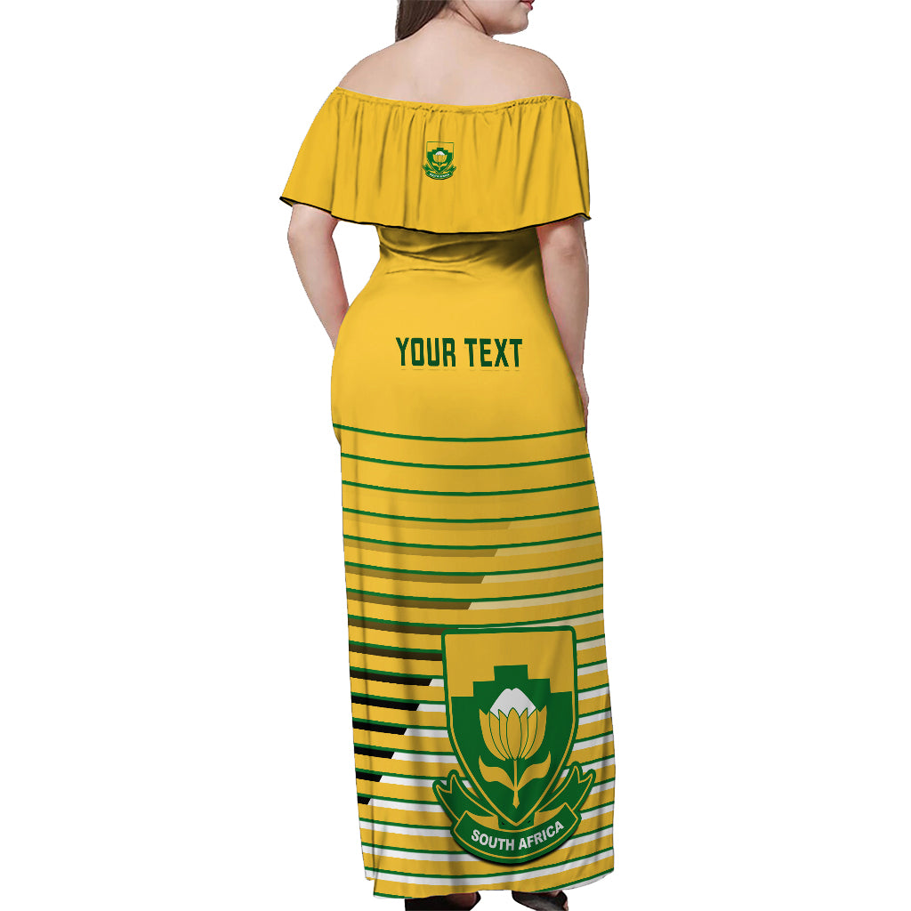 Custom South Africa Soccer Off Shoulder Maxi Dress 2023 World Cup Go Banyana Banyana Yellow - Wonder Print Shop