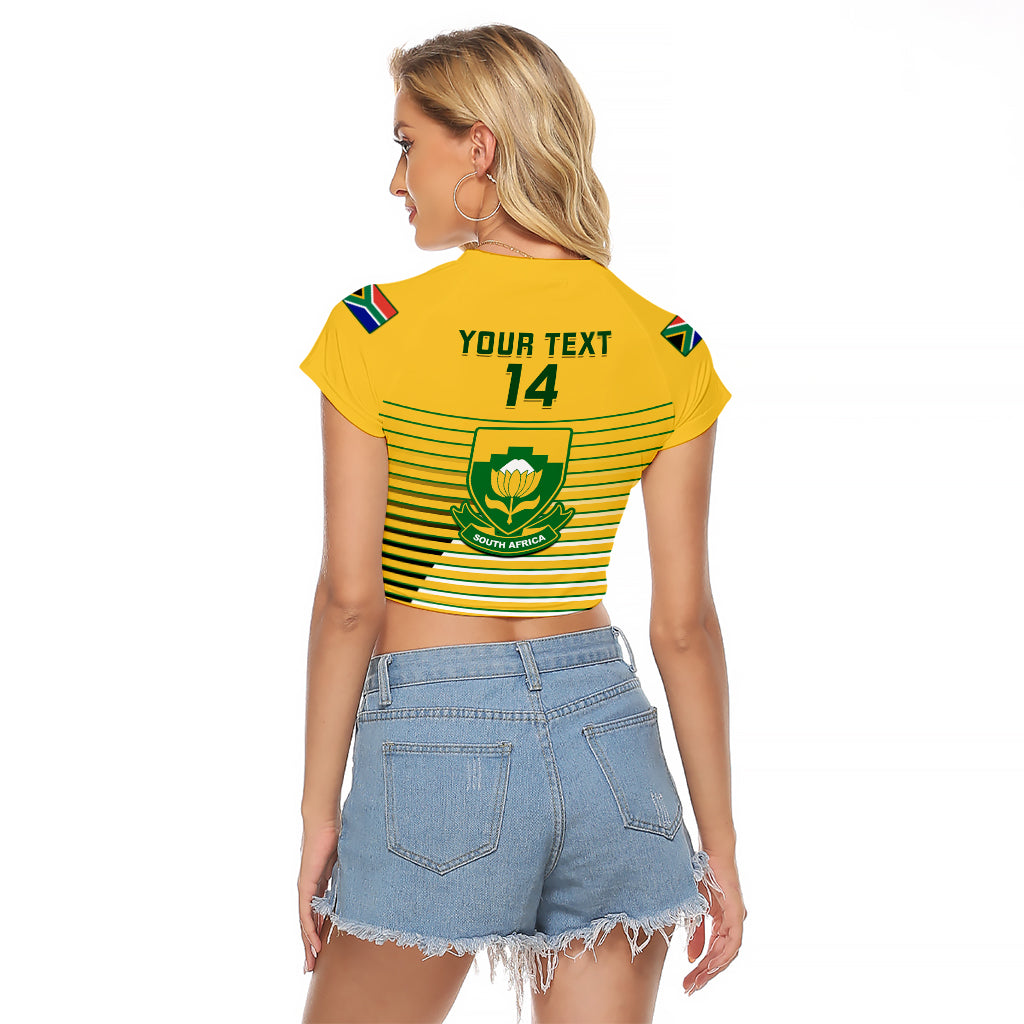 Custom South Africa Soccer Raglan Cropped T Shirt 2023 World Cup Go Banyana Banyana Yellow - Wonder Print Shop