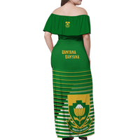 South Africa Soccer Off Shoulder Maxi Dress 2023 World Cup Go Banyana Banyana Green - Wonder Print Shop