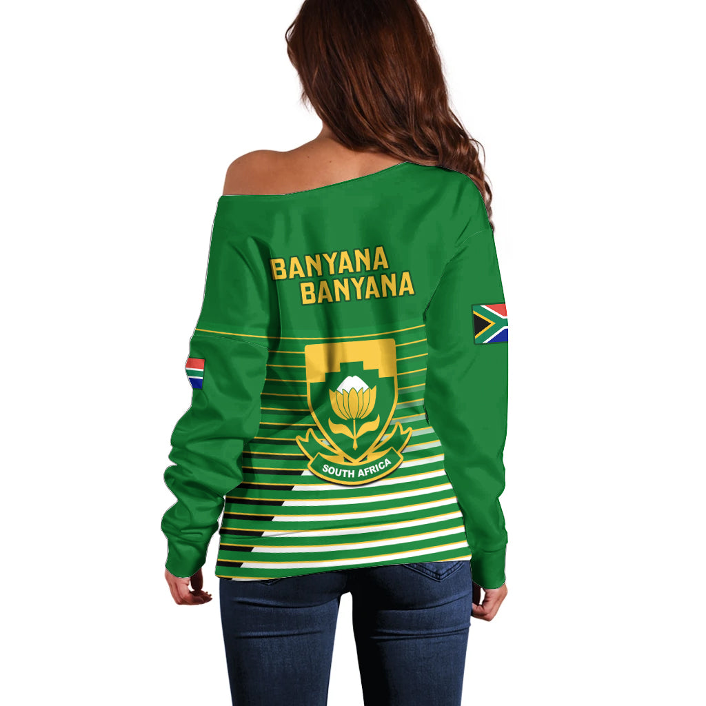 South Africa Soccer Off Shoulder Sweater 2023 World Cup Go Banyana Banyana Green - Wonder Print Shop