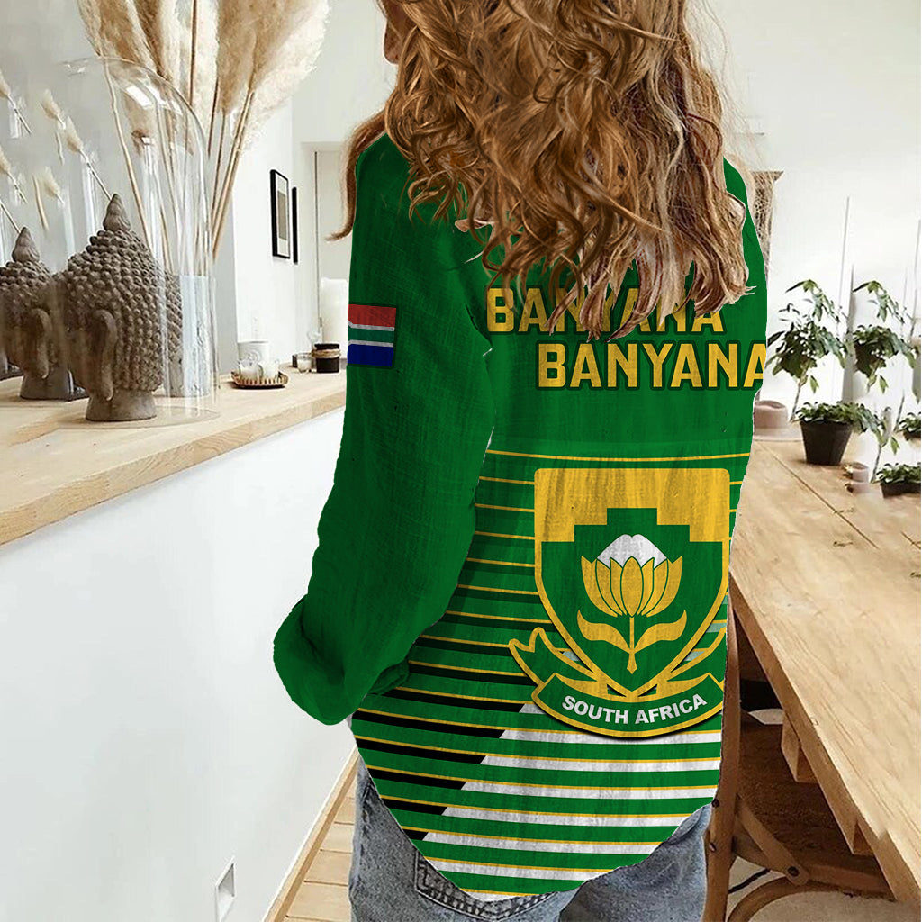 South Africa Soccer Women Casual Shirt 2023 World Cup Go Banyana Banyana Green - Wonder Print Shop