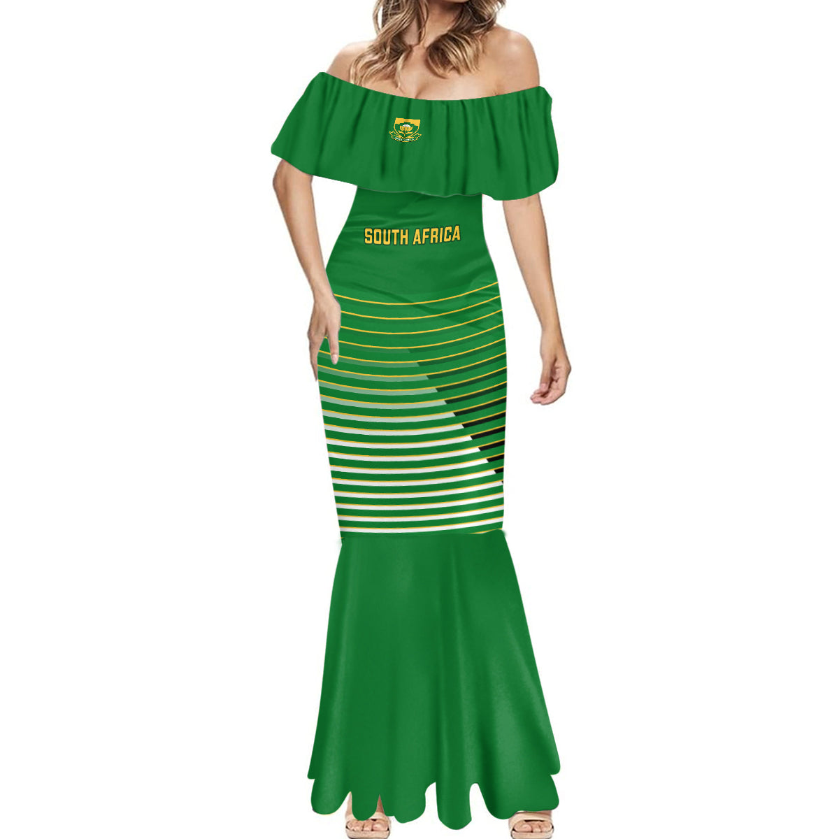 Custom South Africa Soccer Mermaid Dress 2023 World Cup Go Banyana Banyana Green - Wonder Print Shop
